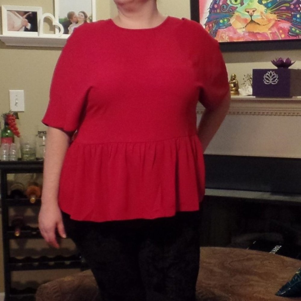 Size 20 Simply Be Soft Peplum Top W/Bow